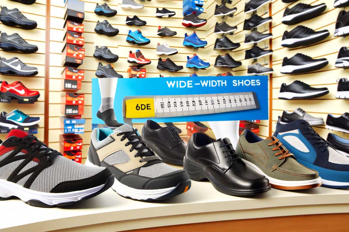 wide width shoes in a store