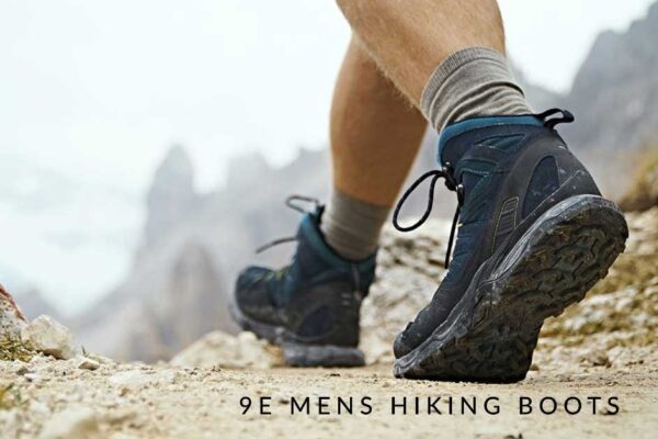 man hiking in 9E boots outdoors