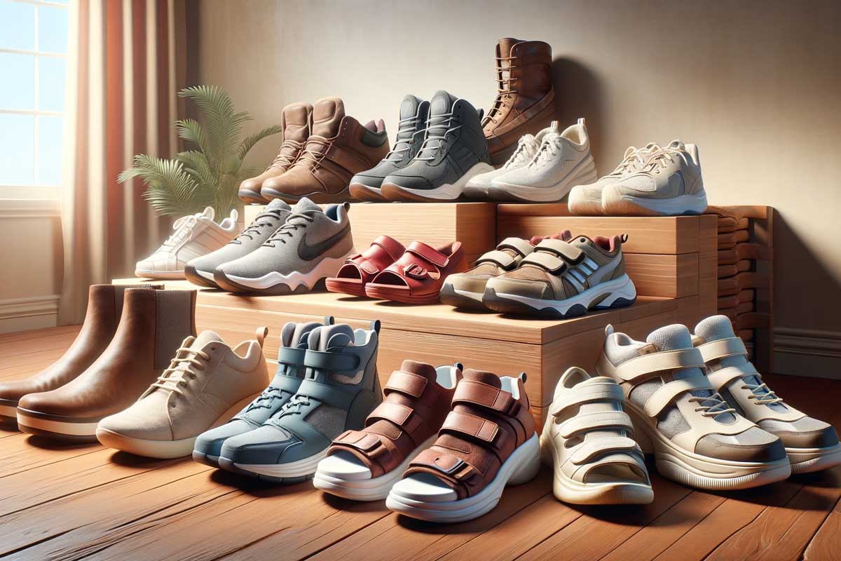 variety of shoes for puffy-feet