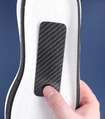 carbon fiber next to shoe