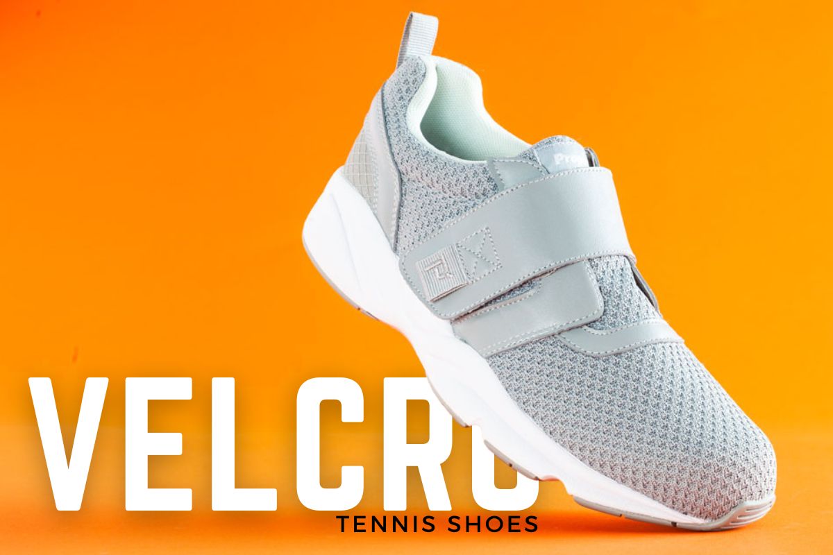 close up velcro tennis shoe