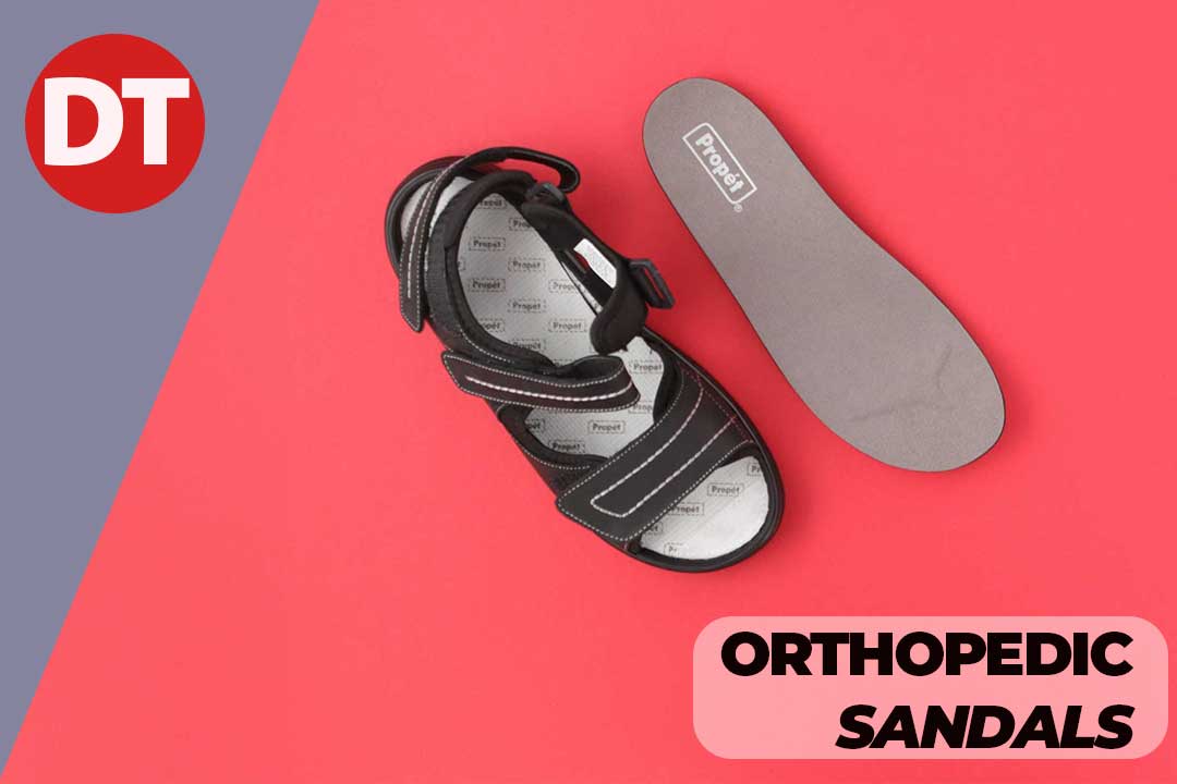 close up orthotic next to orthopedic sandal
