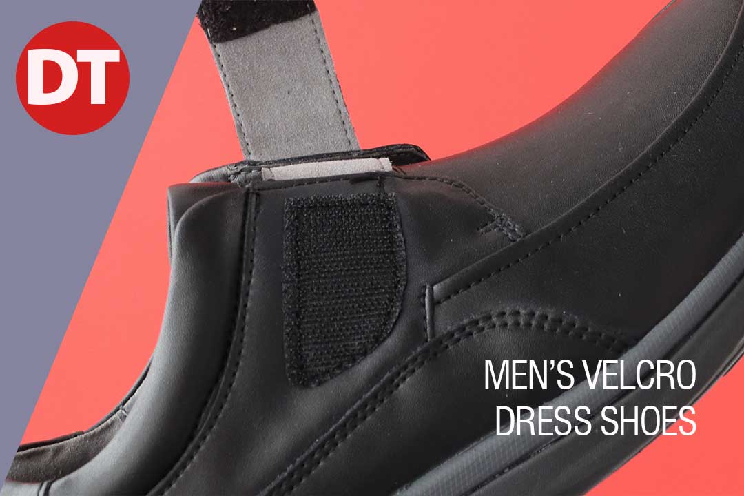 close up of mens velcro dress shoe