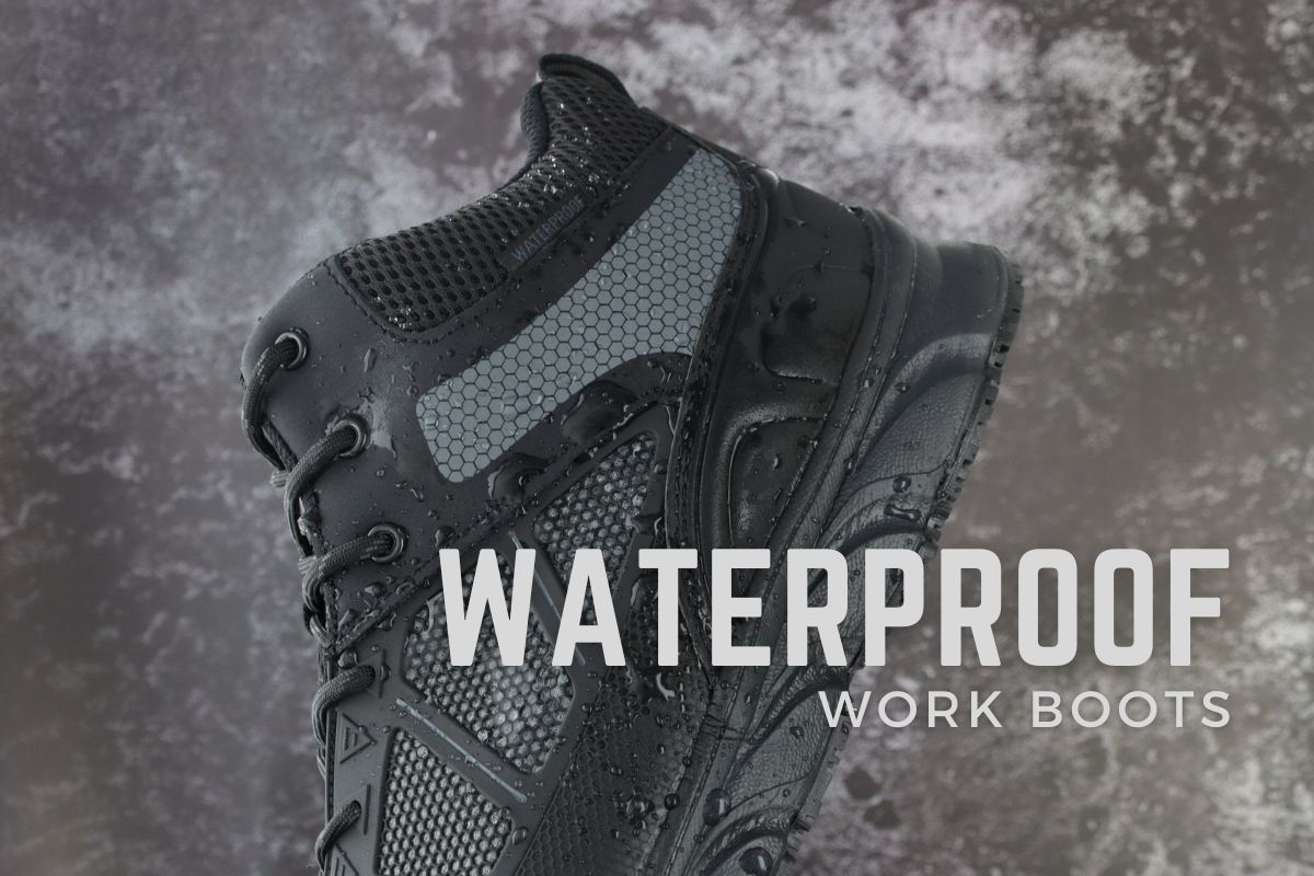 close up of 6e waterproof work boot